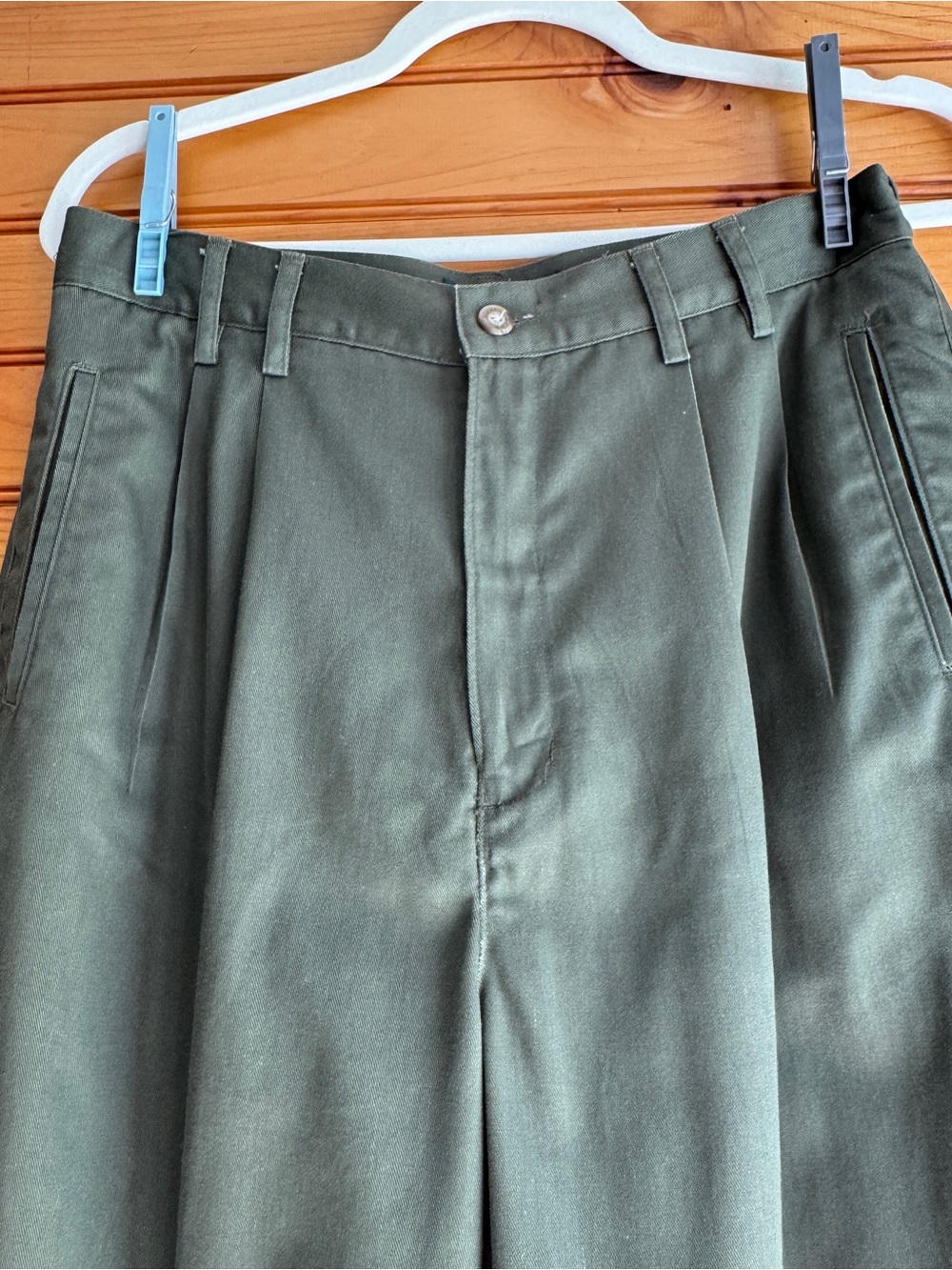90s Pleated Trousers 12 Olive High Waist Tailored Menswear Vintage Hunt Club - Picture 4 of 14